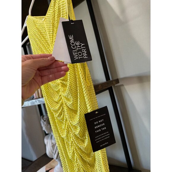 retrofete Marsann Ruched Bodycon Crystal Dress Buttercream Womens Size Medium - Picture 10 of 12